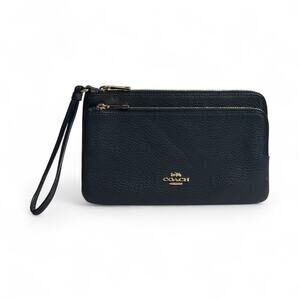NWT Coach Pebbled Leather Double Zip Around Wristlet Wallet MSRP $198